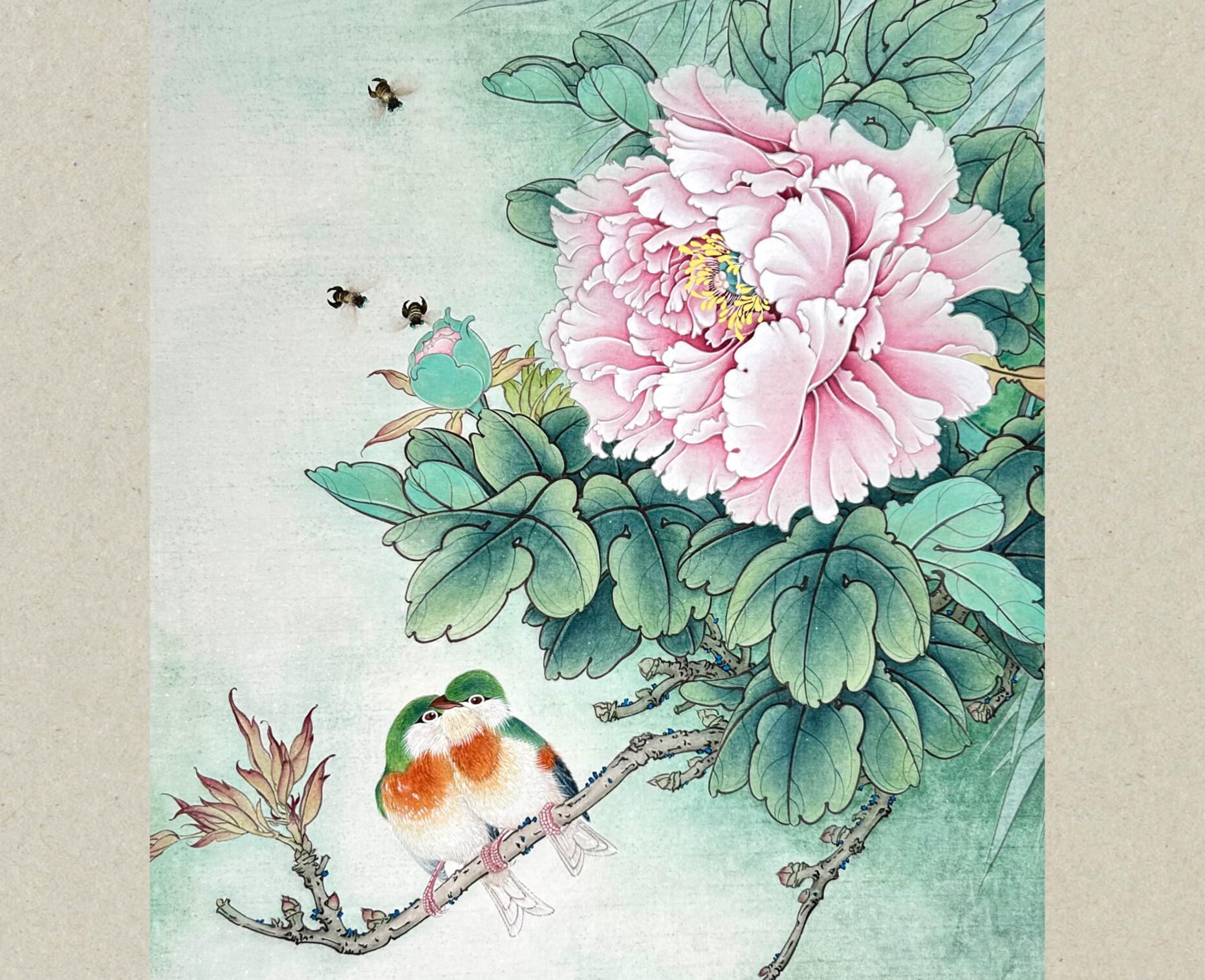 Fine Brushwork on Mica Xuanpaper