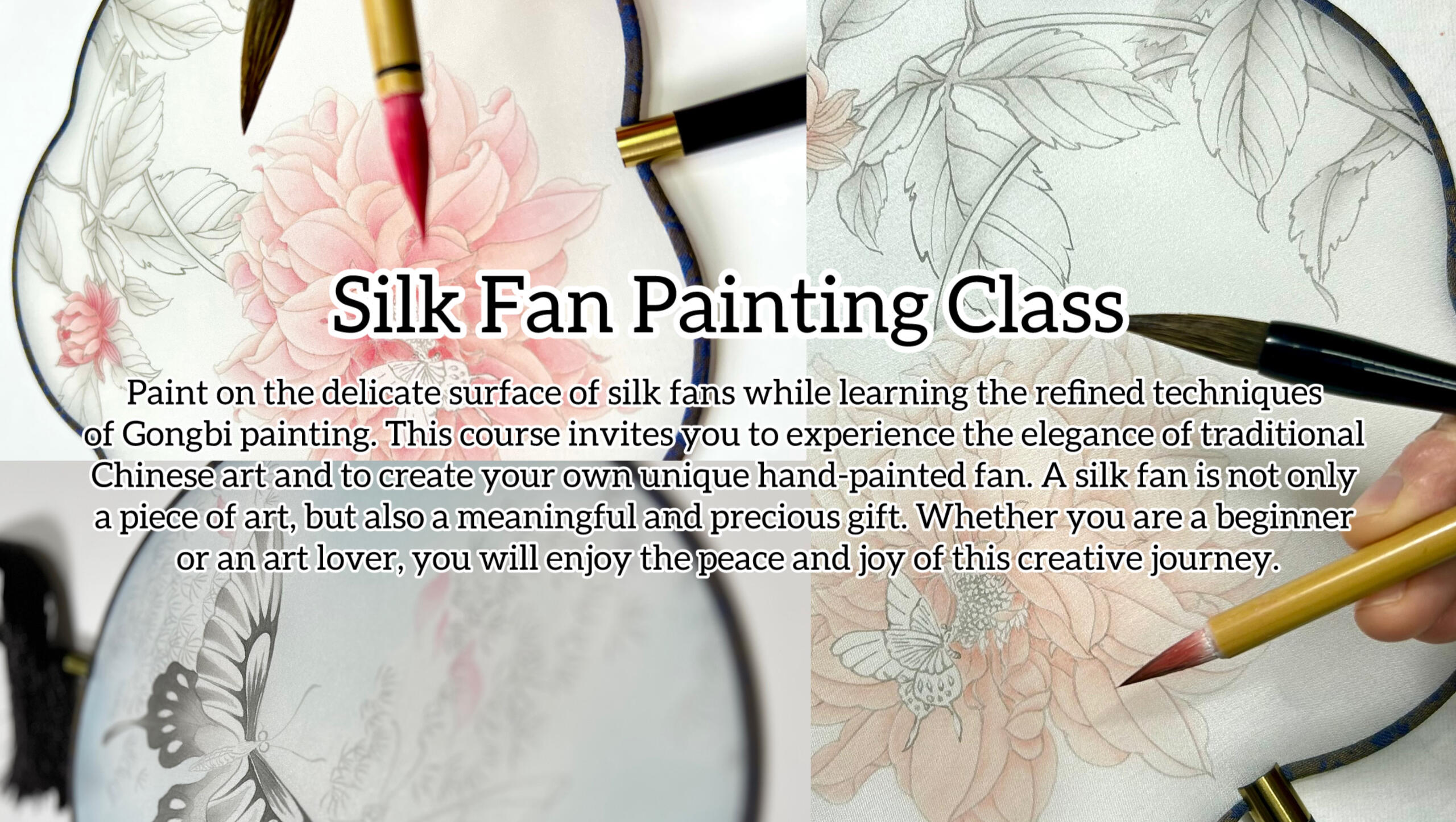 Silk Fan Painting - A Tough of Elegance 丝绢团扇绘画 - 一次优雅的艺术体验。For more details, please contact me through the "Contact" button below.